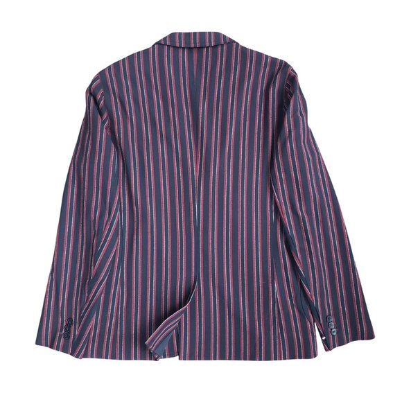 Zara Man Burgundy Striped Boating Jacket 42R - Picture 4 of 10